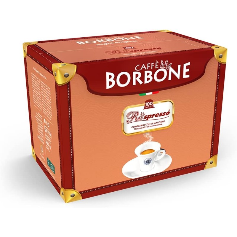Caffè Borbone Respresso, Miscela Blu - 100 Capsule - Compatibili con le Macchine ad uso domestico Nespresso * - Miscela Blu