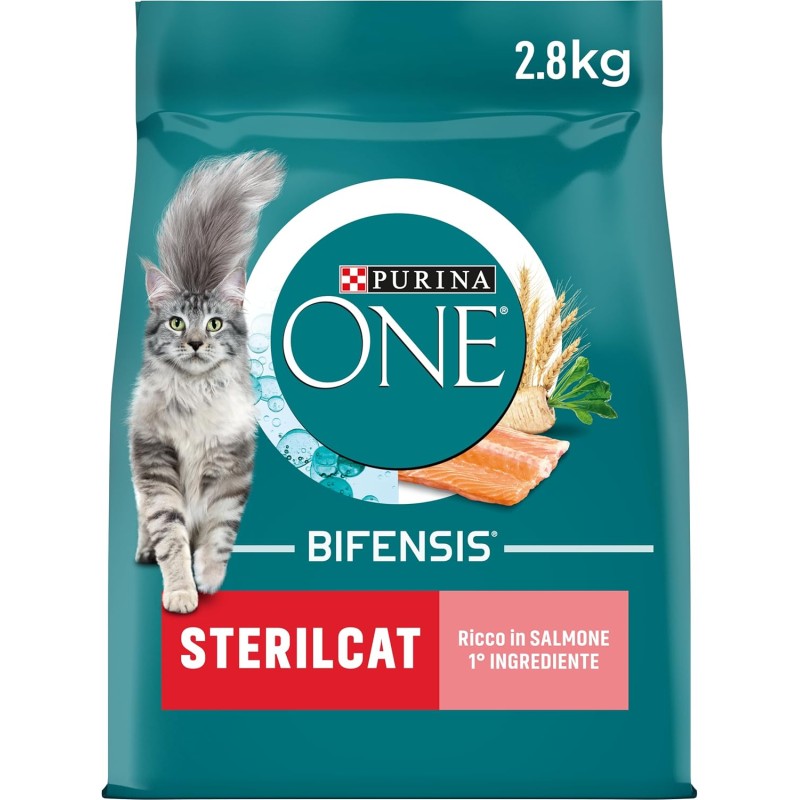 Purina ONE Bifensis Crocchette Gatto Sterilizzato Salmone, Sacco da 2,8kg - 2,8kg Purina ONE Bifensis Crocchette Gatto Sterilizzato Salmone, Sacco da 2,8kg - 2,8kg