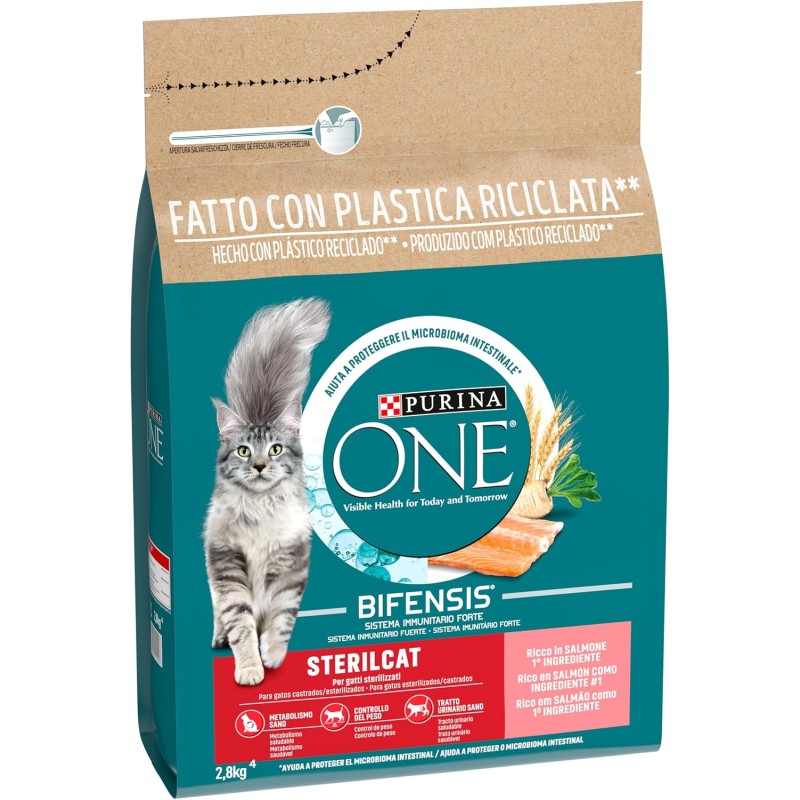 Purina ONE Bifensis Crocchette Gatto Sterilizzato Salmone, Sacco da 2,8kg - 2,8kg Purina ONE Bifensis Crocchette Gatto Sterilizzato Salmone, Sacco da 2,8kg - 2,8kg