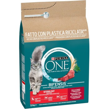 Purina ONE Bifensis Crocchette Gatto Sterilizzato Manzo, Sacco da 2,8kg - 2,8kg