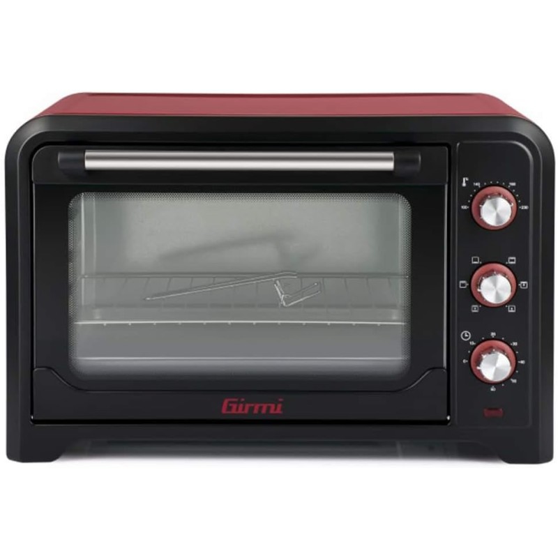 Girmi FE42 Forno Elettrico Ventilato, 2000 W, 42 Litri, Ventilazione, Luce interna, Griglia Inox, Funzione di cottura, Base, Grill, Combinata, Accessori inclusi, Rosso / Nero - 42 Litri