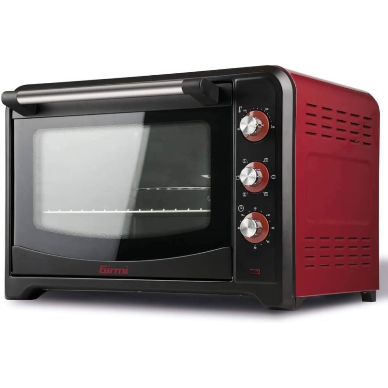 Girmi FE42 Forno Elettrico Ventilato, 2000 W, 42 Litri, Ventilazione, Luce interna, Griglia Inox, Funzione di cottura, Base, Grill, Combinata, Accessori inclusi, Rosso / Nero - 42 Litri