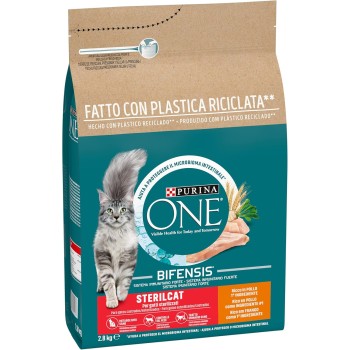 Purina ONE Bifensis Crocchette Gatto Sterilizzato Pollo, Sacco da 2,8kg - 2,8kg