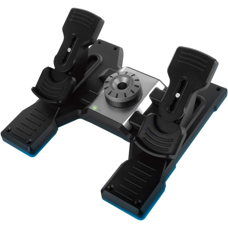 Logitech G Saitek Pro Flight Rudder, Pedaliera del Timone di Volo, Freni a Pedale Simulazione Professionale, Manopola Tensione Regolabile, Controllo ‎FPreciso, Pedali Antiscivolo, USB, PC - Nero