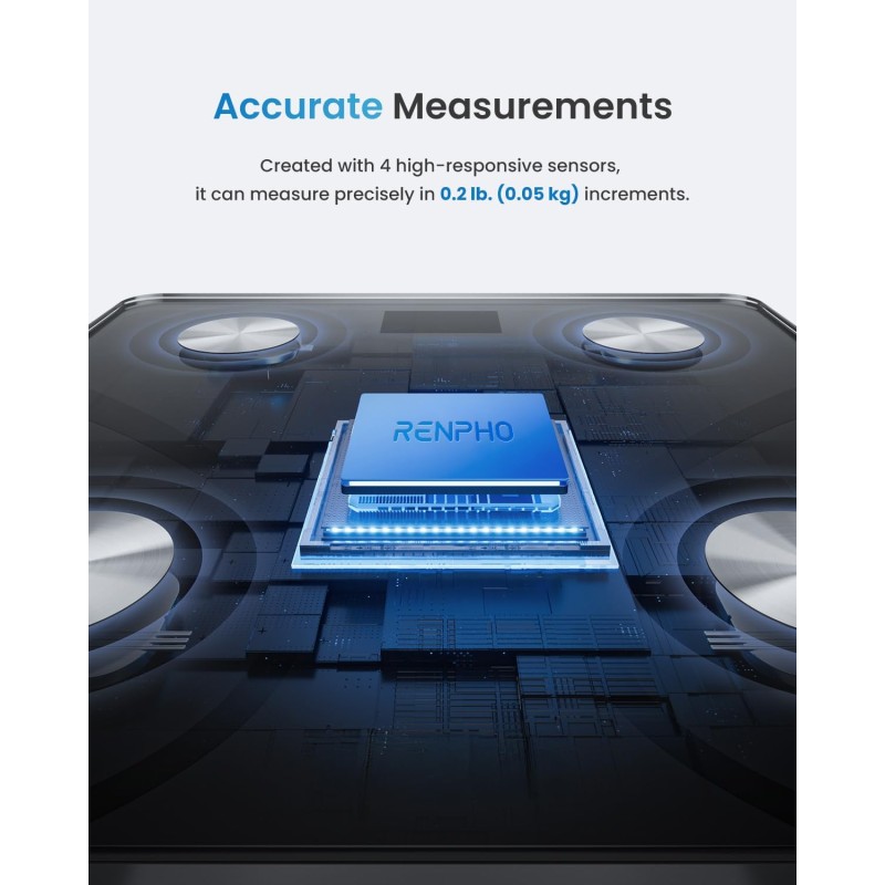 RENPHO Bilancia Pesapersone Digitale, Professionale Bilancia Impedenziometrica in Vetro Temperato, Max 180kg, Bluetooth Bilancia Pesa Persona con App, Elis 1 - 280mm/11" Nero RENPHO Bilancia Pesapersone Digitale, Professionale Bilancia Impedenziometrica in Vetro Temperato, Max 180kg, Bluetooth Bilancia Pesa Persona con App, Elis 1 - 280mm/11" Nero