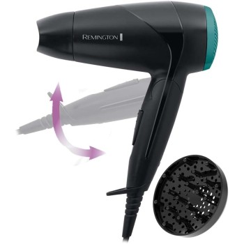 Remington Asciugacapelli 2000W - Pieghevole e Potente - Asciugacapelli da Viaggio, Bacchetta e Diffusore per styling, 2 livelli di riscaldamento e ventola, On The Go D1500 Remington Asciugacapelli 2000W - Pieghevole e Potente - Asciugacapelli da Viaggio, Bacchetta e Diffusore per styling, 2 livelli di riscaldamento e ventola, On The Go D1500