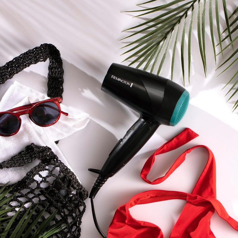 Remington Asciugacapelli 2000W - Pieghevole e Potente - Asciugacapelli da Viaggio, Bacchetta e Diffusore per styling, 2 livelli di riscaldamento e ventola, On The Go D1500