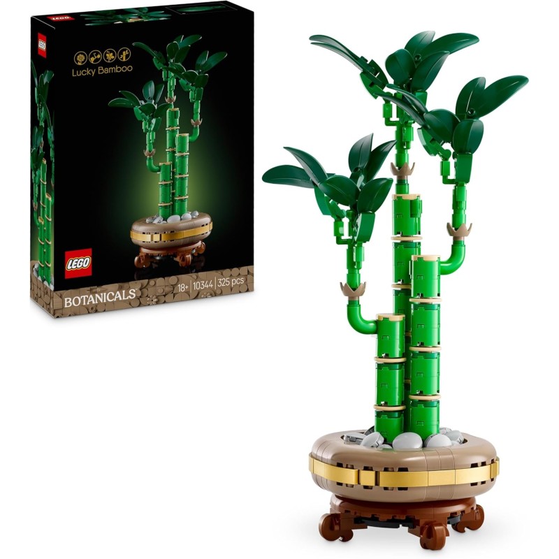 LEGO Botanicals Bambù del Buon Auspicio, Pianta Artificiale da Arredamento Interno con Vaso Finto, Decorazione di Casa o Ufficio, Idea Regalo per Donna, Uomo e Adulti dalla Botanical Collection 10344