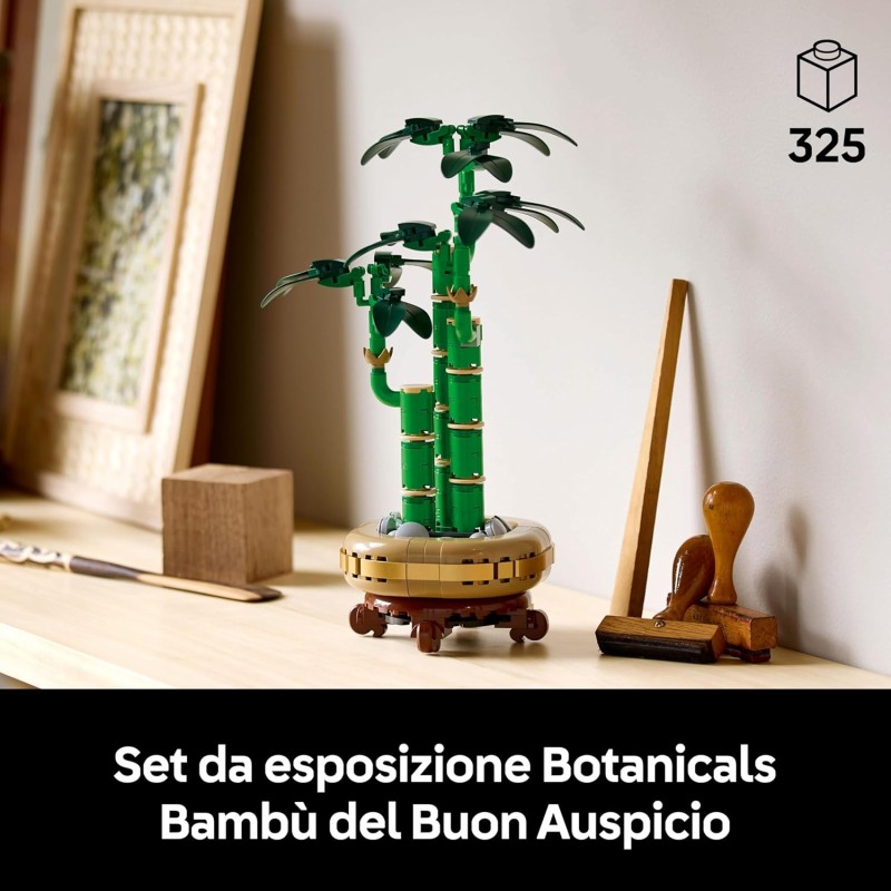 LEGO Botanicals Bambù del Buon Auspicio, Pianta Artificiale da Arredamento Interno con Vaso Finto, Decorazione di Casa o Ufficio, Idea Regalo per Donna, Uomo e Adulti dalla Botanical Collection 10344