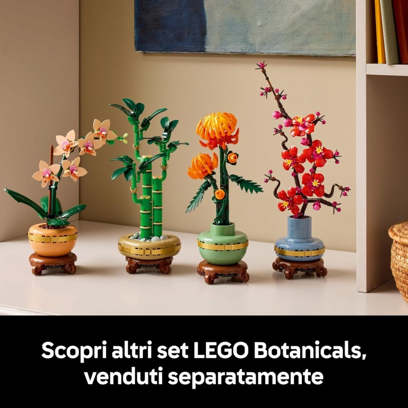 LEGO Botanicals Bambù del Buon Auspicio, Pianta Artificiale da Arredamento Interno con Vaso Finto, Decorazione di Casa o Ufficio, Idea Regalo per Donna, Uomo e Adulti dalla Botanical Collection 10344