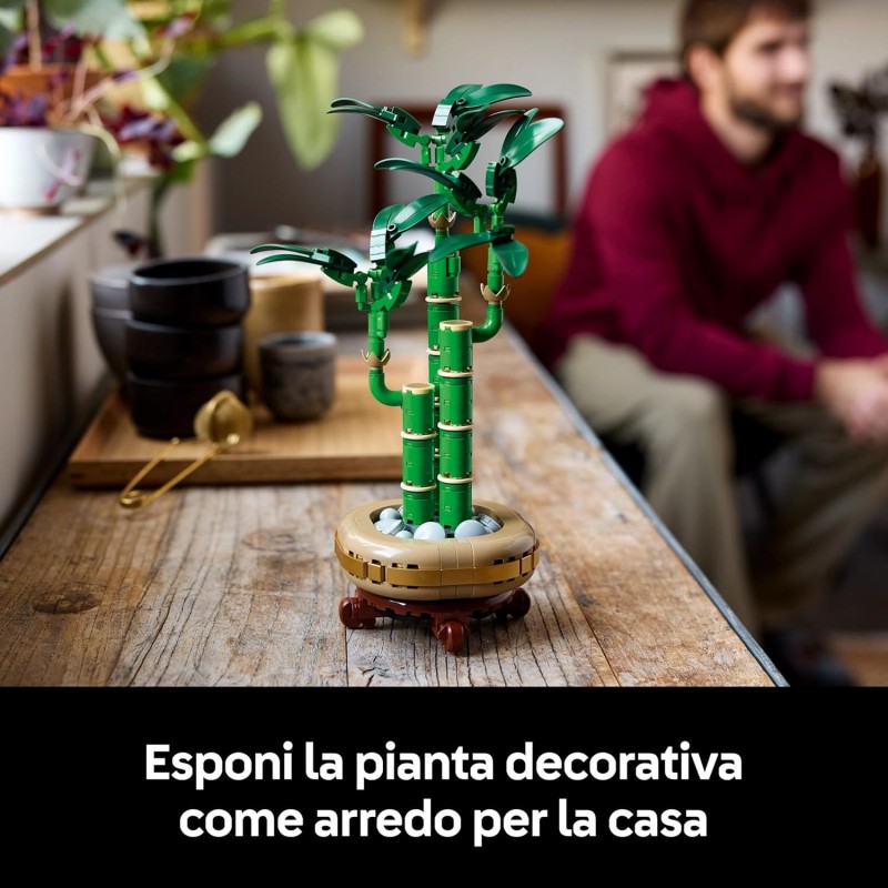 LEGO Botanicals Bambù del Buon Auspicio, Pianta Artificiale da Arredamento Interno con Vaso Finto, Decorazione di Casa o Ufficio, Idea Regalo per Donna, Uomo e Adulti dalla Botanical Collection 10344