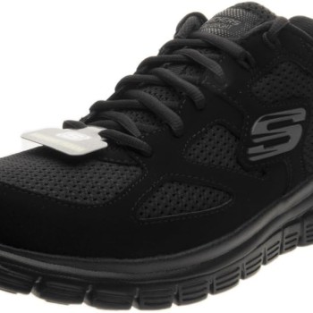 Skechers Burns 52635-bbk, Scarpe Uomo - 41.5 EU Black Leather Mesh Trim