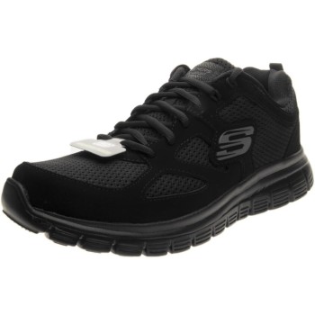 Skechers Burns 52635-bbk, Scarpe Uomo - 41.5 EU Black Leather Mesh Trim