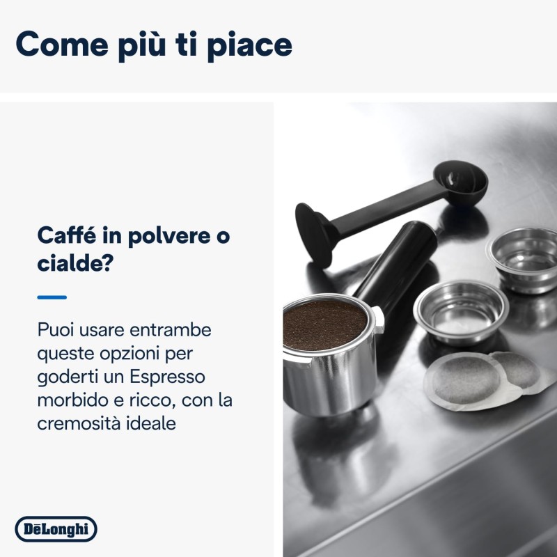 De'Longhi Dedica EC685.R Macchina Caffè Espresso Manuale, Caffè Polvere o Cialde E.S.E., Montalatte classico per Cappuccini, Spegnimento Automatico, Serbatoio 1L, Filtro Singolo/Doppio, Rosso - Rosso