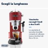 De'Longhi Dedica EC685.R Macchina Caffè Espresso Manuale, Caffè Polvere o Cialde E.S.E., Montalatte classico per Cappuccini, Spegnimento Automatico, Serbatoio 1L, Filtro Singolo/Doppio, Rosso - Rosso