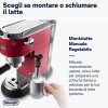 De'Longhi Dedica EC685.R Macchina Caffè Espresso Manuale, Caffè Polvere o Cialde E.S.E., Montalatte classico per Cappuccini, Spegnimento Automatico, Serbatoio 1L, Filtro Singolo/Doppio, Rosso - Rosso