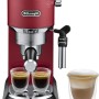 De'Longhi Dedica EC685.R Macchina Caffè Espresso Manuale, Caffè Polvere o Cialde E.S.E., Montalatte classico per Cappuccini, Spegnimento Automatico, Serbatoio 1L, Filtro Singolo/Doppio, Rosso - Rosso