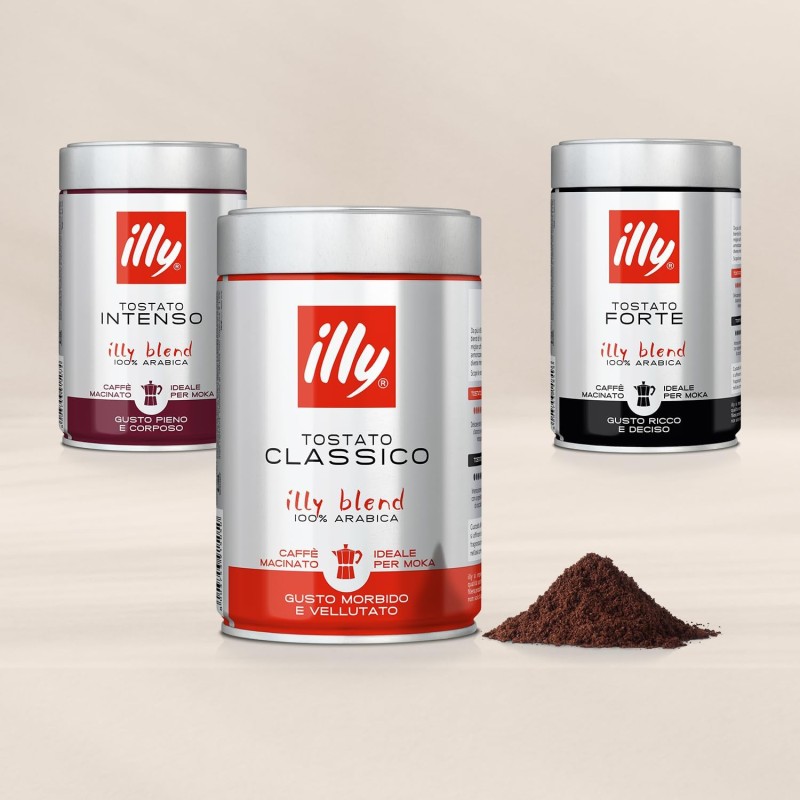 illy Classic Roasted Ground Coffee for Mocha, 250 g Jar - 250 g (Confezione da 1)