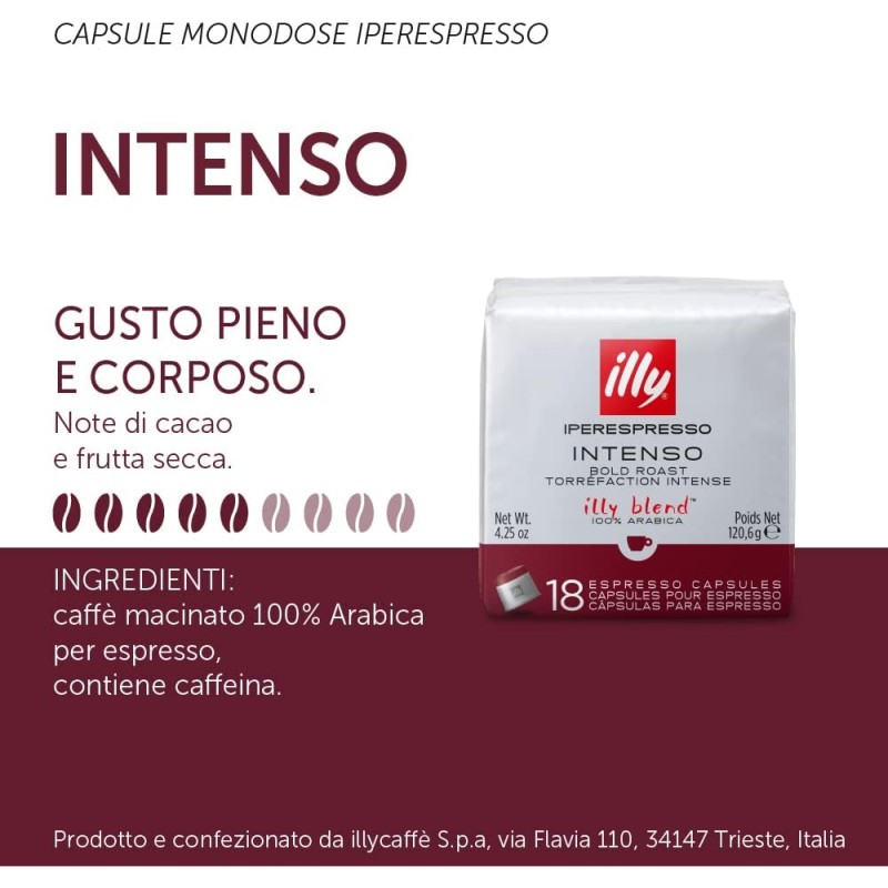 illy Capsule Caffè Iperespresso Tostato INTENSO, 6 Confezioni da 18 Capsule, Totale 108 Capsule illy Capsule Caffè Iperespresso Tostato INTENSO, 6 Confezioni da 18 Capsule, Totale 108 Capsule
