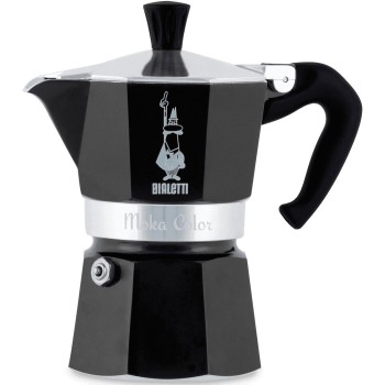 Bialetti Caffettiera Moka Express Color, 6 Tazze, Manico anti scottatura, Non adatta a induzione, 6 Tazze (250 ml), Alluminio, Nero - 6 Tazze Nero Bialetti Caffettiera Moka Express Color, 6 Tazze, Manico anti scottatura, Non adatta a induzione, 6 Tazze (250 ml), Alluminio, Nero - 6 Tazze Nero