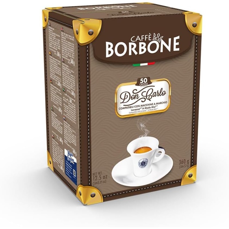 CAFFÈ BORBONE Don Carlo, Miscela Blu - 50 Capsule - Compatibili con le Macchine ad uso domestico Lavazza A Modo Mio - Miscela Blu