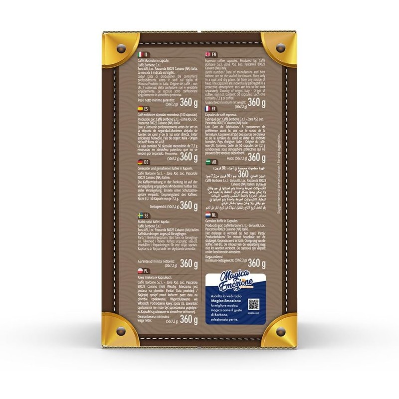 CAFFÈ BORBONE Don Carlo, Miscela Blu - 50 Capsule - Compatibili con le Macchine ad uso domestico Lavazza A Modo Mio - Miscela Blu