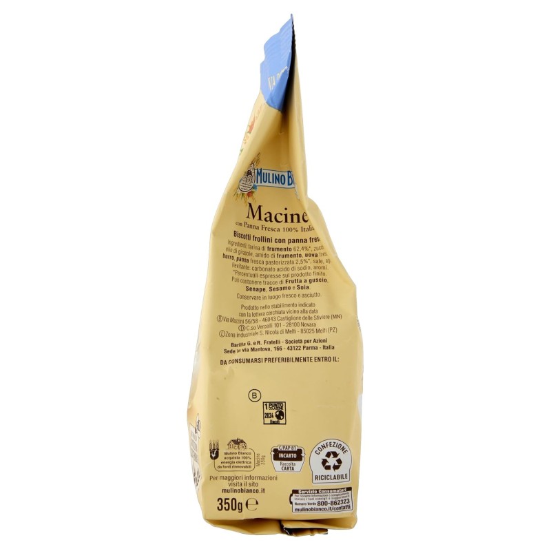 Mulino Bianco Biscotti Frollini Macine con Panna Fresca, Colazione Ricca di Gusto, Senza Olio di Palma, 350 g Mulino Bianco Biscotti Frollini Macine con Panna Fresca, Colazione Ricca di Gusto, Senza Olio di Palma, 350 g