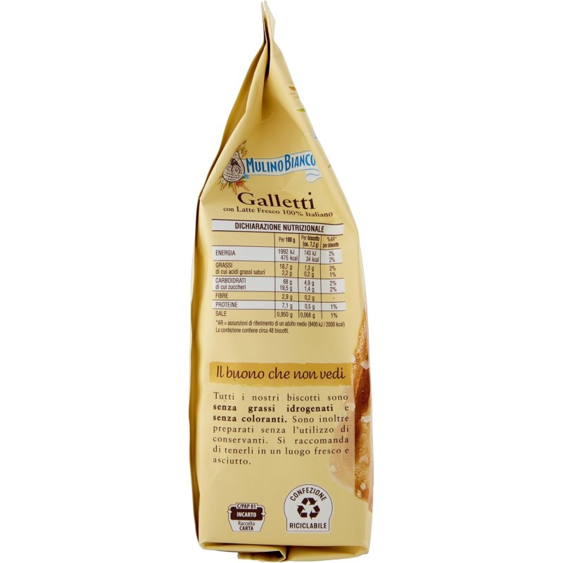 Mulino Bianco Biscotti Frollini Galletti con Latte Fresco 100% Italiano, 350g - 350g Mulino Bianco Biscotti Frollini Galletti con Latte Fresco 100% Italiano, 350g - 350g
