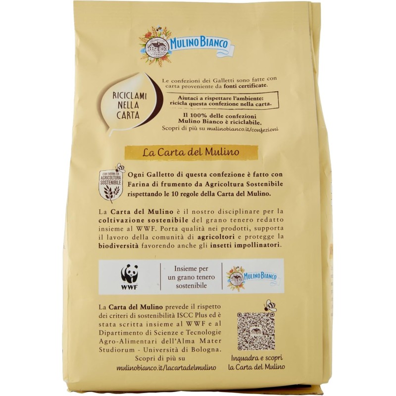 Mulino Bianco Biscotti Frollini Galletti con Latte Fresco 100% Italiano, 350g - 350g Mulino Bianco Biscotti Frollini Galletti con Latte Fresco 100% Italiano, 350g - 350g