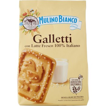 Mulino Bianco Biscotti Frollini Galletti con Latte Fresco 100% Italiano, 350g - 350g