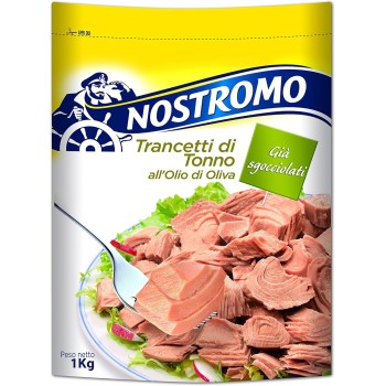 Nostromo - Trancetti di tonno all'olio di oliva, 1 busta da 1kg. Facili da aprire e pronti all'uso, già sgocciolati. - 1 kg (Confezione da 1)