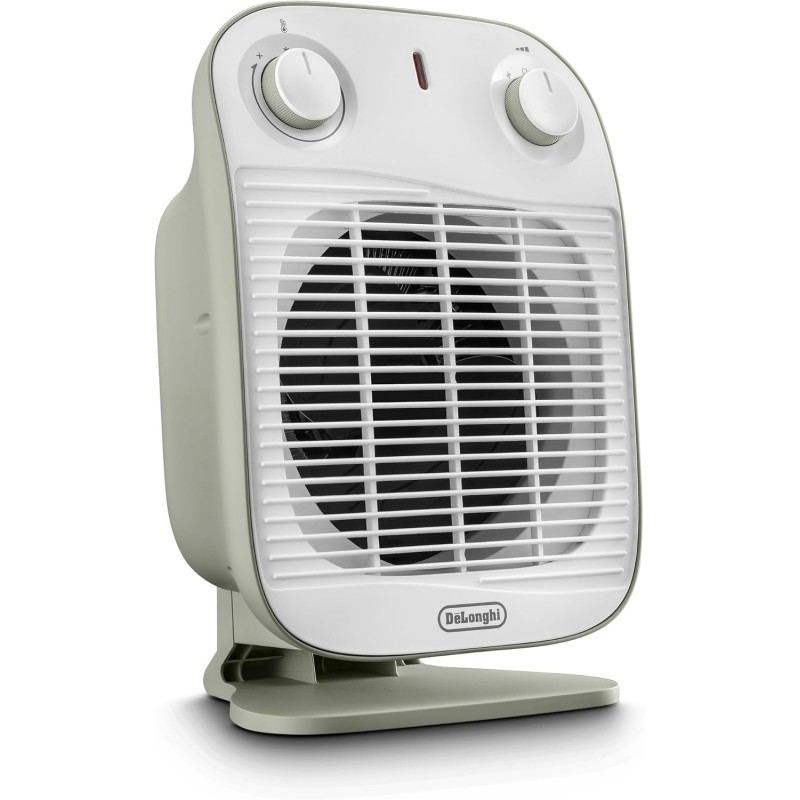 De'Longhi HFS50B20.GR Termoventilatore, Silenzioso e leggero, 3 livelli di potenza, ventilazione estiva, protezione antigoccia, maniglia, dispositivo di sicurezza, luce, protezione antigelo, Salvia - Salvia