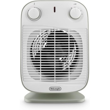 De'Longhi HFS50B20.GR Termoventilatore, Silenzioso e leggero, 3 livelli di potenza, ventilazione estiva, protezione antigoccia, maniglia, dispositivo di sicurezza, luce, protezione antigelo, Salvia - Salvia