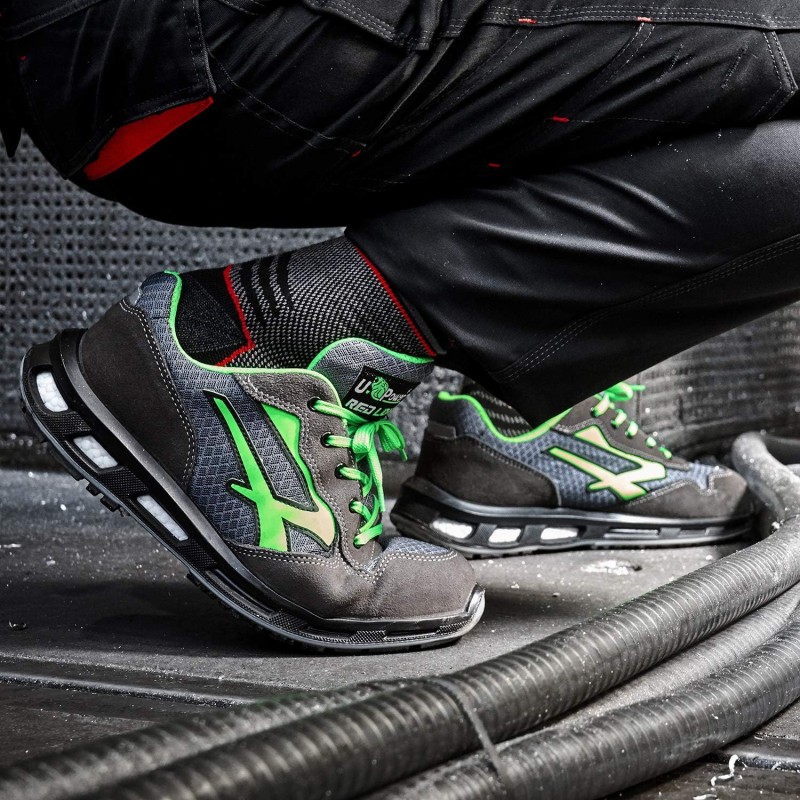 U-Power Red Lion Point, Scarpe Antinfortunistiche Unisex, Scarpe da Ginnastica in Pelle Leggere, Flessibili, Antiperforazione, con Inserto Infinergy, con Puntale in Alluminio & (Green_47)