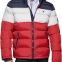 Tommy Hilfiger Uomo Giacca con Cappuccio - M Midnight, bianco/rosso.