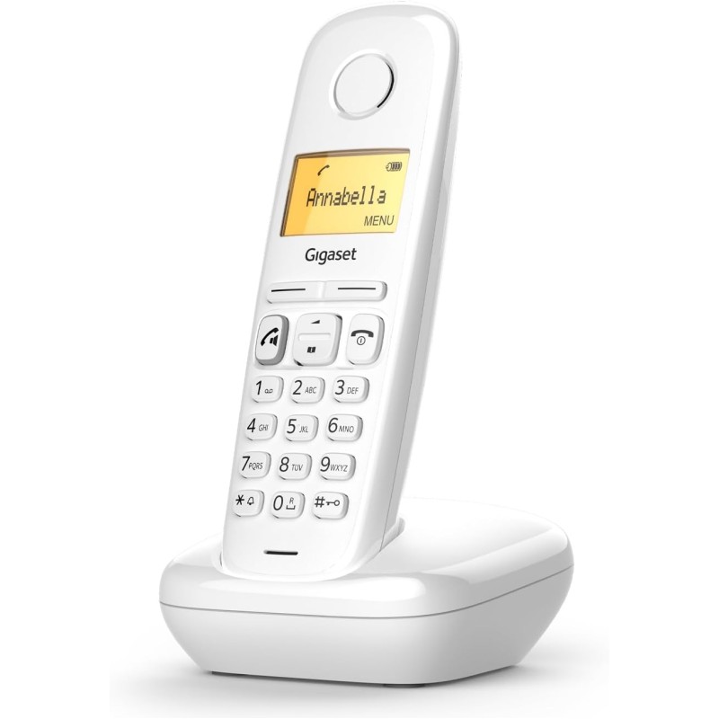 Gigaset A270 - Telefono Cordless con Vivavoce - Display Grafico Illuminato - Lunga durata delle batterie, Bianco [Versione Italiana] - Bianco