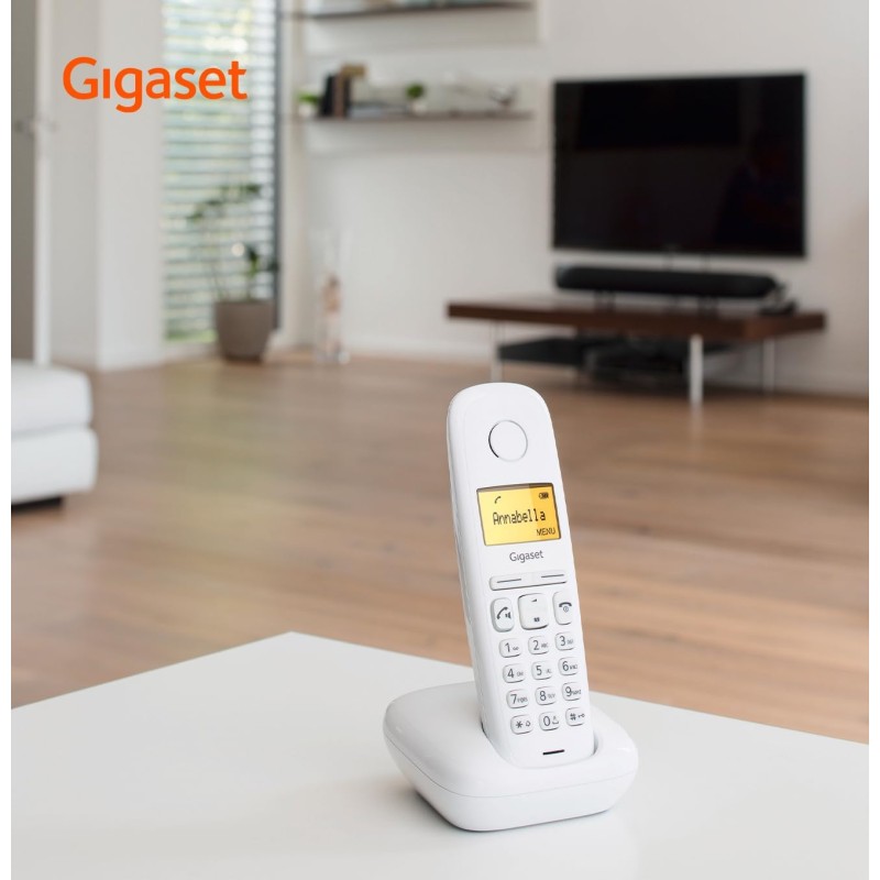 Gigaset A270 - Telefono Cordless con Vivavoce - Display Grafico Illuminato - Lunga durata delle batterie, Bianco [Versione Italiana] - Bianco