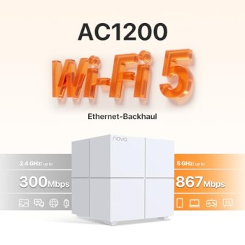 Tenda Nova MW6 WiFi Mesh, Dual Band AC1200, 2 Porte Ethernet Gigabit, Modalità Router e Access Point, Parental Control, 3 Pezzi con Copertura 300m - MW6-3 Pack (500 m², GE)