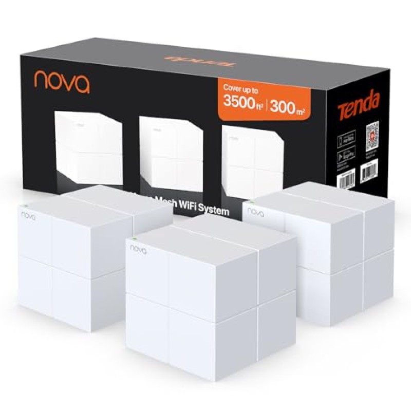 Tenda Nova MW6 WiFi Mesh, Dual Band AC1200, 2 Porte Ethernet Gigabit, Modalità Router e Access Point, Parental Control, 3 Pezzi con Copertura 300m - MW6-3 Pack (500 m², GE)