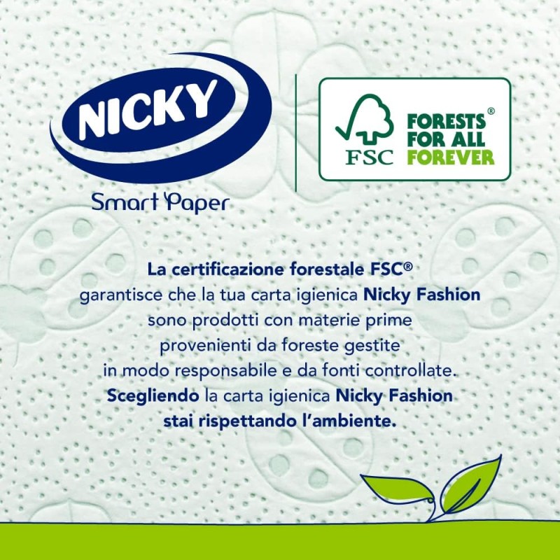 Nicky Fashion - 36 Rotoli di Carta Igienica, 165 Soffici Fogli a 4 Veli, 3 Diverse Texture e Colori, Delicato Profumo di Talco, Carta 100% Certificata FSC - 36 Rotoli