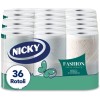 Nicky Fashion - 36 Rotoli di Carta Igienica, 165 Soffici Fogli a 4 Veli, 3 Diverse Texture e Colori, Delicato Profumo di Talco, Carta 100% Certificata FSC - 36 Rotoli