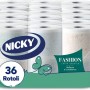 Nicky Fashion - 36 Rotoli di Carta Igienica, 165 Soffici Fogli a 4 Veli, 3 Diverse Texture e Colori, Delicato Profumo di Talco, Carta 100% Certificata FSC - 36 Rotoli