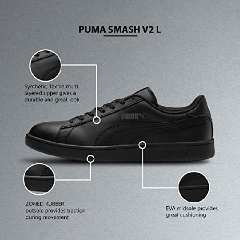 PUMA Puma Smash V2 L, Scarpe da Ginnastica, Unisex - Adulto - 42 EU Nero Puma Black Puma Black PUMA Puma Smash V2 L, Scarpe da Ginnastica, Unisex - Adulto - 42 EU Nero Puma Black Puma Black