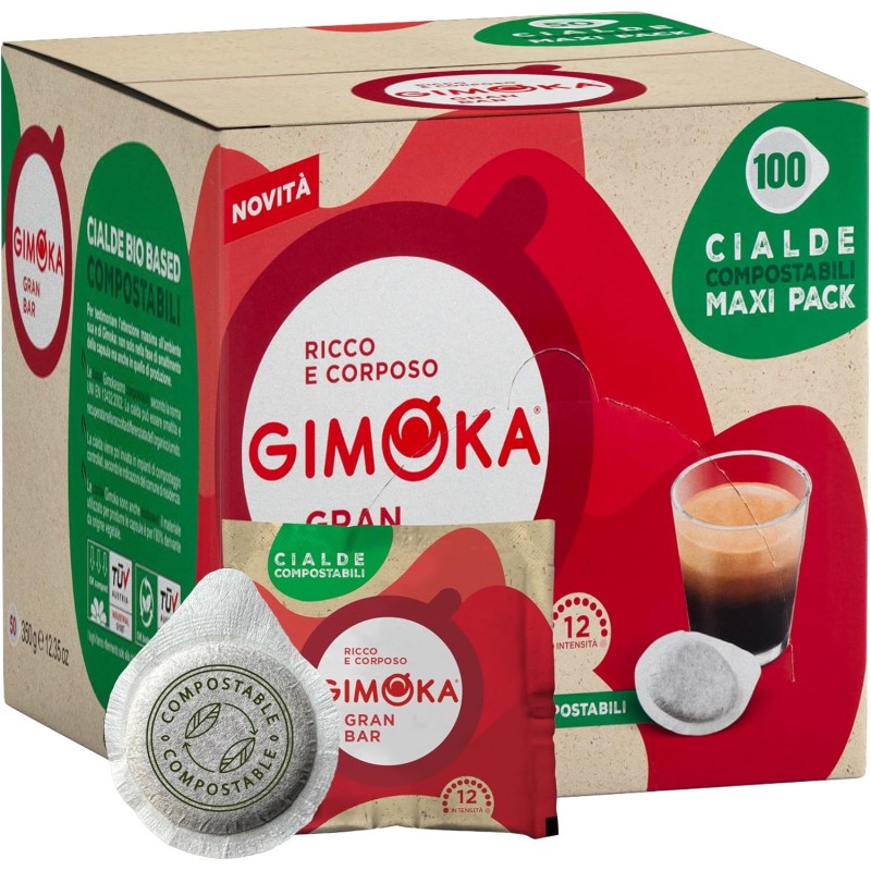 Gimoka - Compatibile Per Easy Serving Espresso - Cialde Ese 44-50 Cialde - Gusto GRAN BAR INTENSO - Intensità 12 - In Carta Compostabile - 1 unità (Confezione da 50) Gimoka - Compatibile Per Easy Serving Espresso - Cialde Ese 44-50 Cialde - Gusto GRAN BAR INTENSO - Intensità 12 - In Carta Compostabile - 1 unità (Confezione da 50)