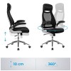 SONGMICS OBN86BK Sedia da ufficio ergonomica, girevole, con braccioli regolabili in altezza, schienale in tela traspirante, nera, 64 x 55 x (117-126,5) cm - Nero
