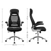 SONGMICS OBN86BK Sedia da ufficio ergonomica, girevole, con braccioli regolabili in altezza, schienale in tela traspirante, nera, 64 x 55 x (117-126,5) cm - Nero