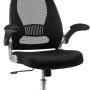 SONGMICS OBN86BK Sedia da ufficio ergonomica, girevole, con braccioli regolabili in altezza, schienale in tela traspirante, nera, 64 x 55 x (117-126,5) cm - Nero