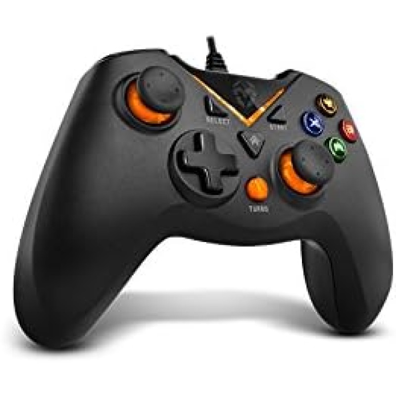 KROM Game controller KEY -NXKROMKEY- Controller cablato e, X-input è Direct - input, Joystick e trigger analogici, turbo, compatibile con PC, Play station 3 è android 4,2, nero