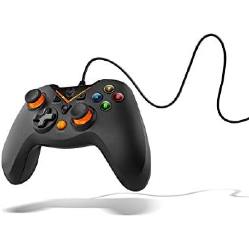 KROM Game controller KEY -NXKROMKEY- Controller cablato e, X-input è Direct - input, Joystick e trigger analogici, turbo, compatibile con PC, Play station 3 è android 4,2, nero