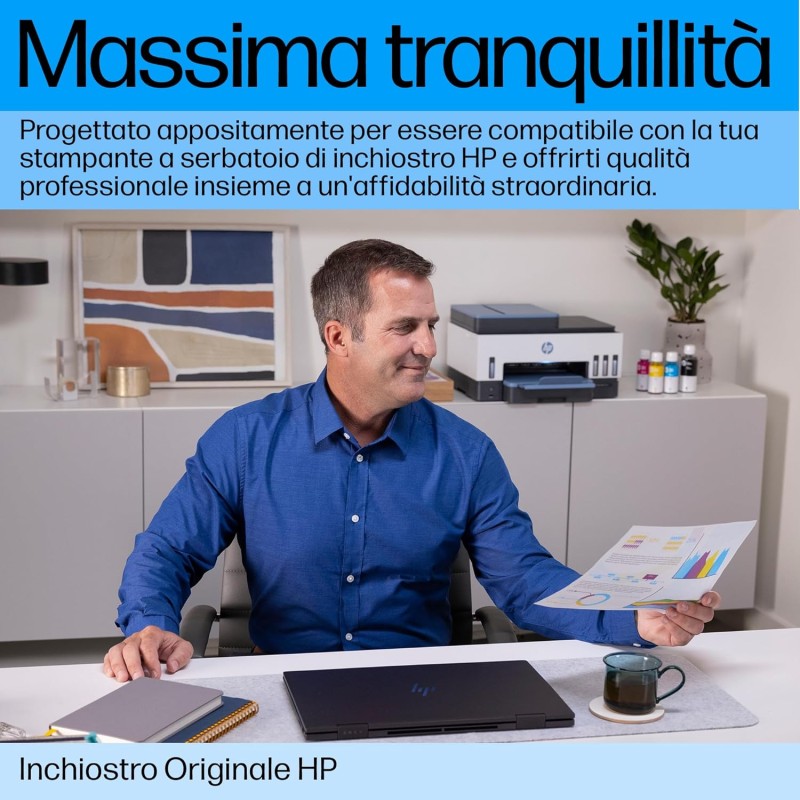 HP 31 1VU26AE, Flacone di Inchiostro Termico Originale da 8.000 Pagine, Compatibile con Stampanti senza Cartucce Smart Tank 100, 300, 400, 500, 600, Ciano - Ciano